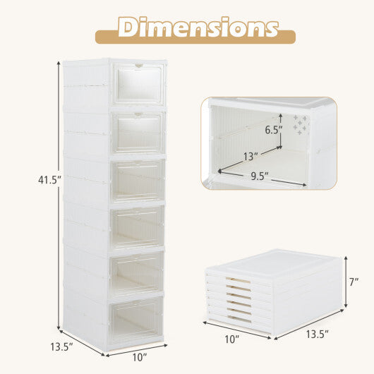6-Tier Shoe Organizer Set of 2 with Clear Doors and Portable Design for 12 Pairs-White LuxuryLifeWay Online Store