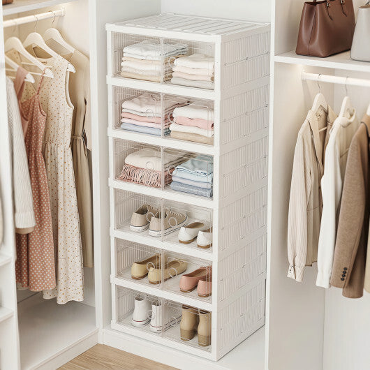 6-Tier Shoe Organizer with Clear Doors and Portable Design for 12 Pairs-White LuxuryLifeWay Online Store