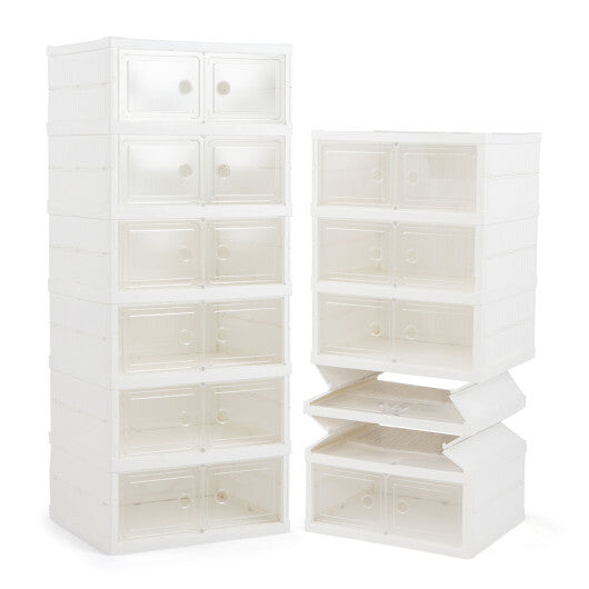 6-Tier Shoe Organizer with Clear Doors and Portable Design for 12 Pairs-White LuxuryLifeWay Online Store