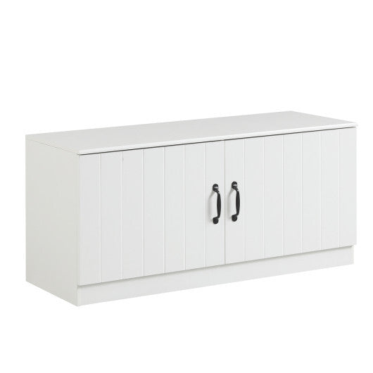 2-Door Shoe Bench Shoe Storage Cabinet with Adjustable Shelves-White LuxuryLifeWay Online Store