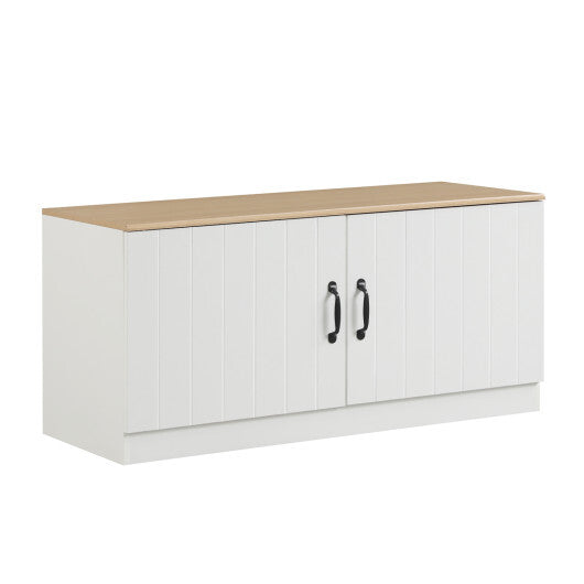 2-Door Shoe Bench Shoe Storage Cabinet with Adjustable Shelves-White LuxuryLifeWay Online Store