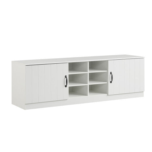 2-Door Shoe Bench Storage Cabinet with Adjustable Shelves-White LuxuryLifeWay Online Store