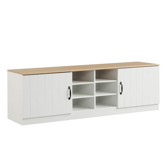2-Door Shoe Bench Storage Cabinet with Adjustable Shelves-White LuxuryLifeWay Online Store