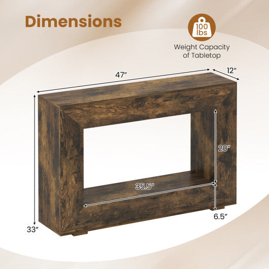 47" 2-Tier Farmhouse Console Table with Open Storage Shelf for Living Room-Rustic Brown LuxuryLifeWay Online Store