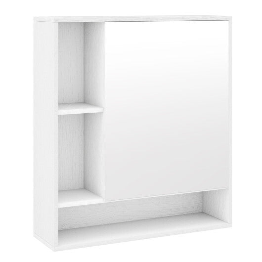 Wall Mounted  Bathroom Cabinet with Mirror Single Door-White LuxuryLifeWay Online Store