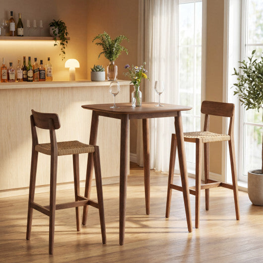 36 Inch Counter Height Bar Table Wooden High Top Pub Table with Solid Rubber Wood Legs-Walnut LuxuryLifeWay Online Store