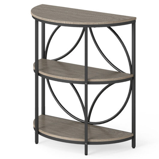 3-Tier Half Round End Table with Study Metal Frame for Living Room-Gray LuxuryLifeWay Online Store