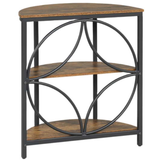 3-Tier Half Round End Table with Study Metal Frame for Living Room-Gray LuxuryLifeWay Online Store