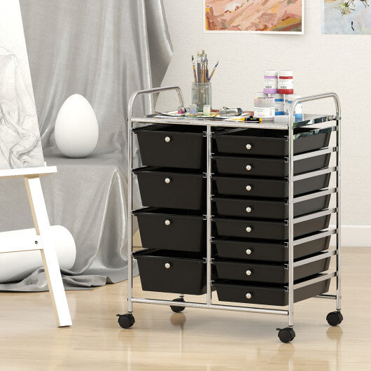 12-Drawer Utility Rolling Cart with Drawers Multi-Use Storage-White LuxuryLifeWay Online Store