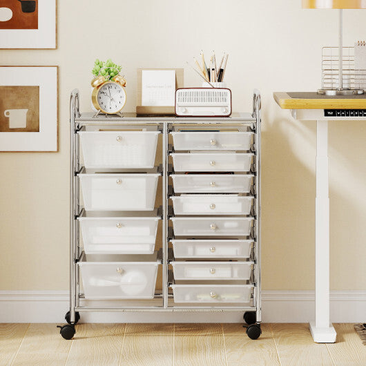 12-Drawer Utility Rolling Cart with Drawers Multi-Use Storage-White LuxuryLifeWay Online Store