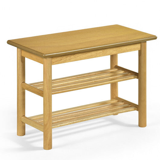 Shoe Rack Bench 3-Tier Rubberwood Shoe Changing Bench-Natrual LuxuryLifeWay Online Store