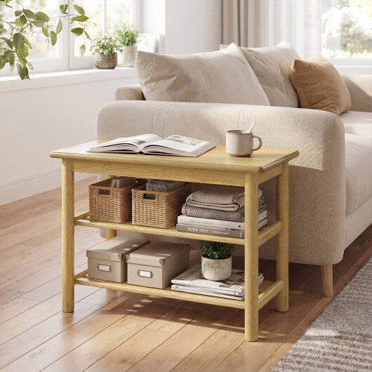 Shoe Rack Bench 3-Tier Rubberwood Shoe Changing Bench-Natrual LuxuryLifeWay Online Store