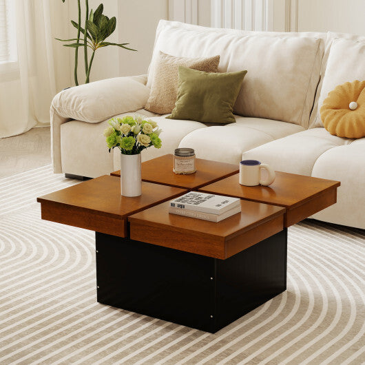 Square Coffee Table Mid Century Modern Center Table-Walnut LuxuryLifeWay Online Store