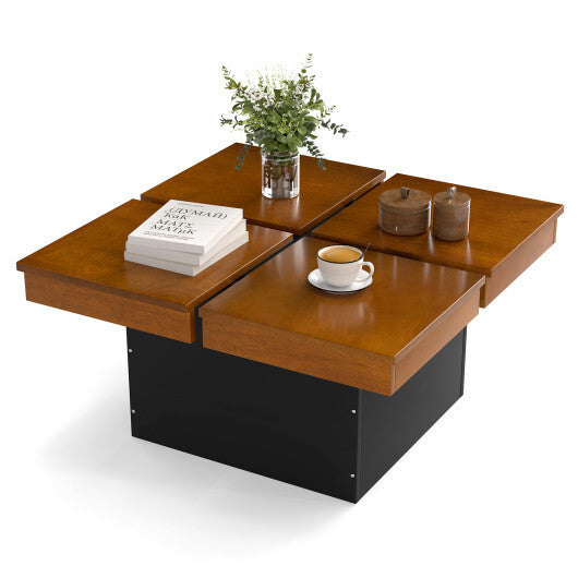 Square Coffee Table Mid Century Modern Center Table-Walnut LuxuryLifeWay Online Store
