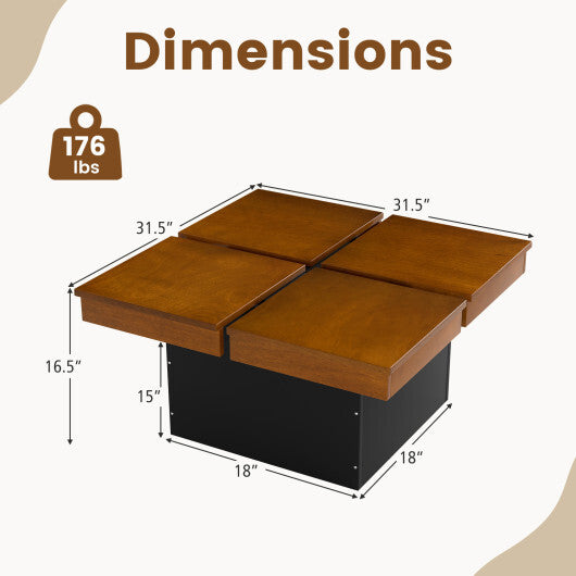 Square Coffee Table Mid Century Modern Center Table-Walnut LuxuryLifeWay Online Store