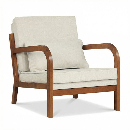 Modern Accent Chair Faux Leather Linen Fabric Upholstered Armchair-Brown LuxuryLifeWay Online Store