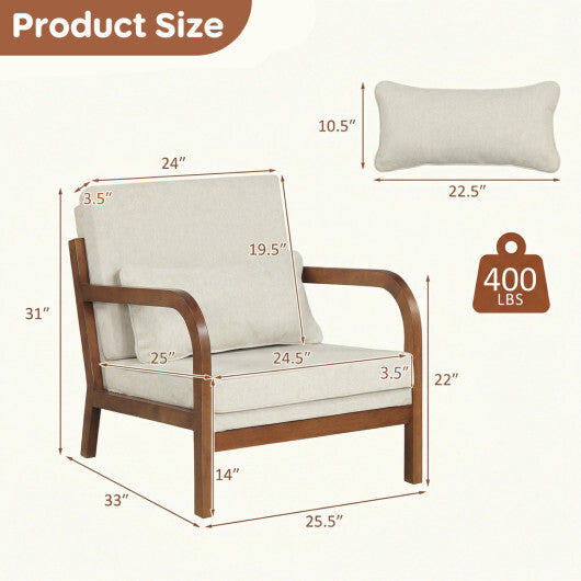 Modern Accent Chair Faux Leather Linen Fabric Upholstered Armchair-Brown LuxuryLifeWay Online Store