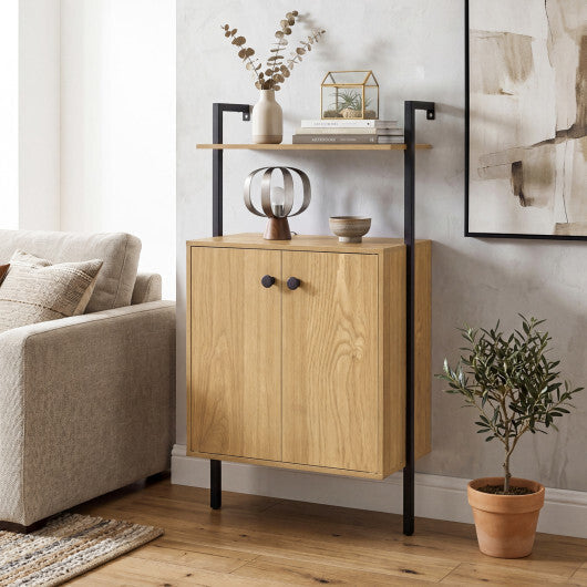 2-Door Wall Mount Bookshelf with Storage Cabinet-Rustic Brown LuxuryLifeWay Online Store
