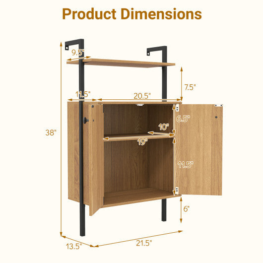 2-Door Wall Mount Bookshelf with Storage Cabinet-Rustic Brown LuxuryLifeWay Online Store