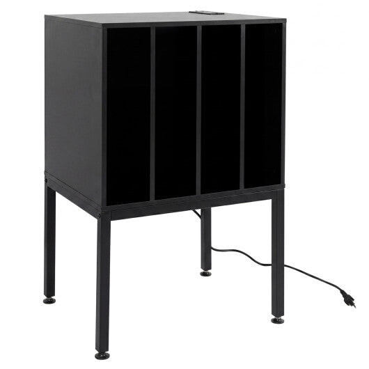 Turntable Record Player Stand with Power Outlets-Black LuxuryLifeWay Online Store