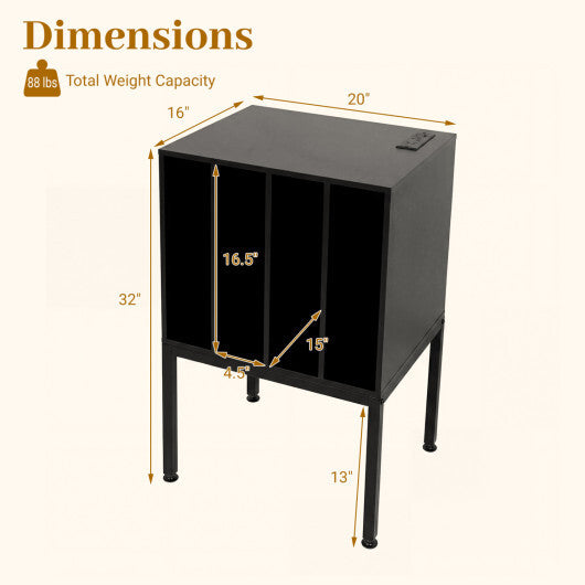 Turntable Record Player Stand with Power Outlets-Black LuxuryLifeWay Online Store