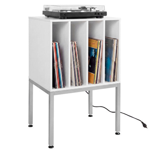 Turntable Record Player Stand with Power Outlets-Black LuxuryLifeWay Online Store