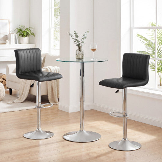 Bar Stools Set of 2 Adjustable Swivel Barstools with Back and Footrest-Black LuxuryLifeWay Online Store
