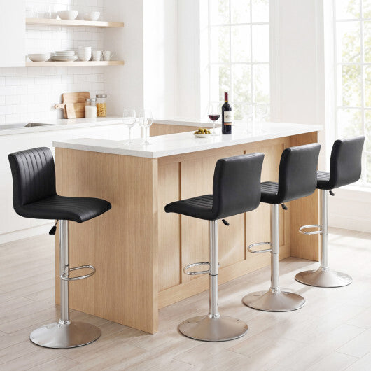 Bar Stools Set of 2 Adjustable Swivel Barstools with Back and Footrest-Black LuxuryLifeWay Online Store