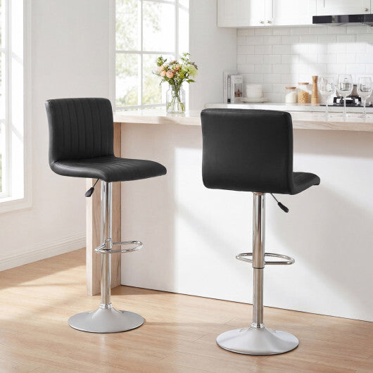 Bar Stools Set of 2 Adjustable Swivel Barstools with Back and Footrest-Black LuxuryLifeWay Online Store