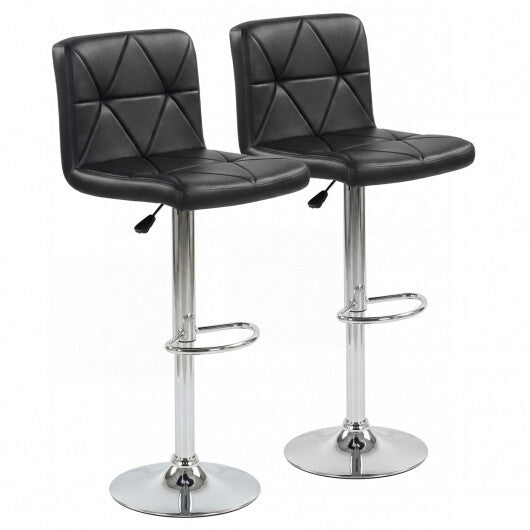 Adjustable Swivel Barstools Set of 2 with Back and Footrest-Black LuxuryLifeWay Online Store