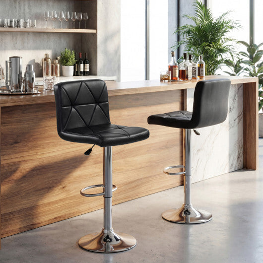 Adjustable Swivel Barstools Set of 2 with Back and Footrest-Black LuxuryLifeWay Online Store