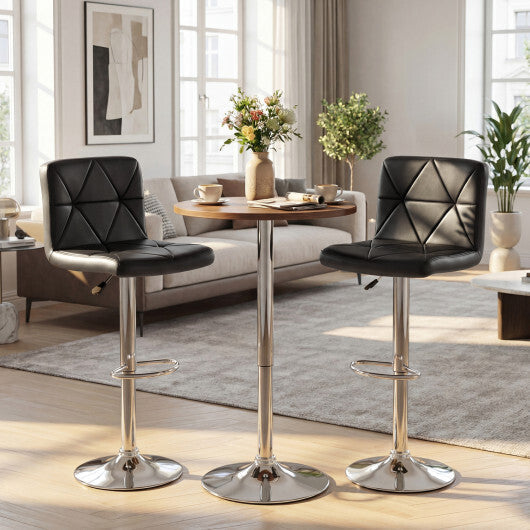 Adjustable Swivel Barstools Set of 2 with Back and Footrest-Black LuxuryLifeWay Online Store