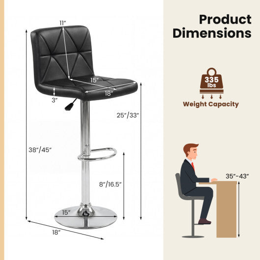 Adjustable Swivel Barstools Set of 2 with Back and Footrest-Black LuxuryLifeWay Online Store