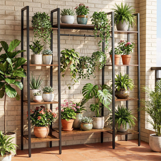 55.5 inch Tall Plant Stand 10-Tier Plant Rack with 16 Colors LED Strip Lights-Rustic Brown LuxuryLifeWay Online Store