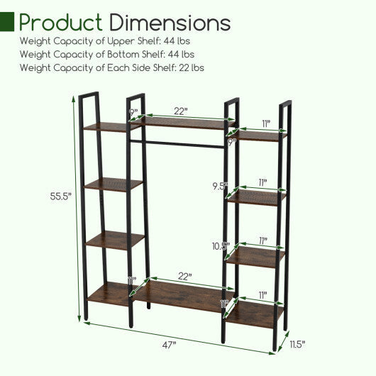 55.5 inch Tall Plant Stand 10-Tier Plant Rack with 16 Colors LED Strip Lights-Rustic Brown LuxuryLifeWay Online Store