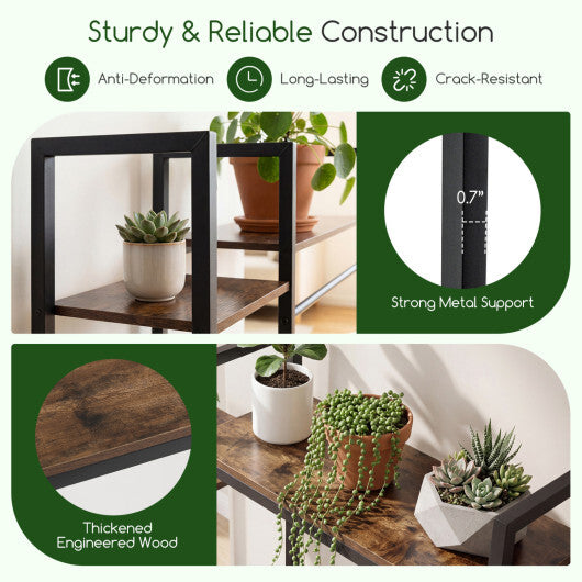 55.5 inch Tall Plant Stand 10-Tier Plant Rack with 16 Colors LED Strip Lights-Rustic Brown LuxuryLifeWay Online Store