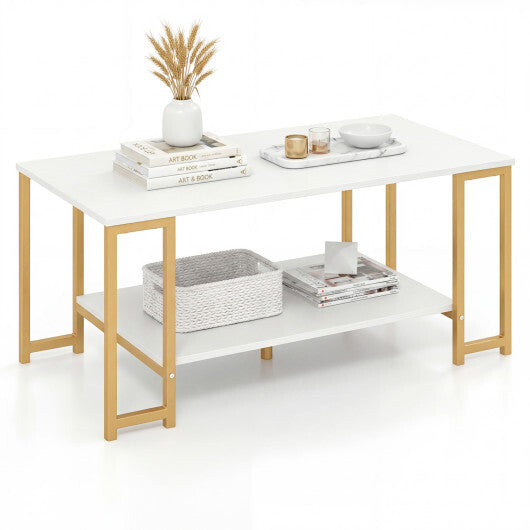 Modern Accent Table with Open Storage Shelf for Apartment and Lounge-White LuxuryLifeWay Online Store