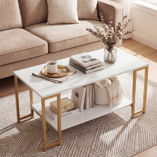 Modern Accent Table with Open Storage Shelf for Apartment and Lounge-White LuxuryLifeWay Online Store