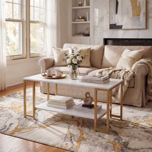 Modern Accent Table with Open Storage Shelf for Apartment and Lounge-White LuxuryLifeWay Online Store