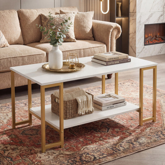 Modern Accent Table with Open Storage Shelf for Apartment and Lounge-White LuxuryLifeWay Online Store