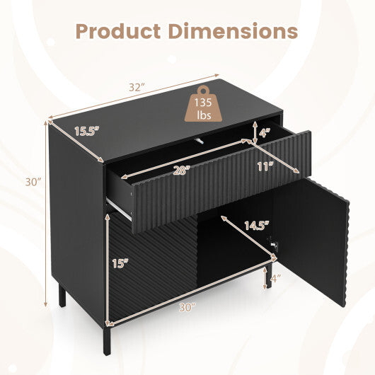 32" Wide Buffet Cabinet with 2 Doors and 1 Drawer for Kitchen-Black LuxuryLifeWay Online Store