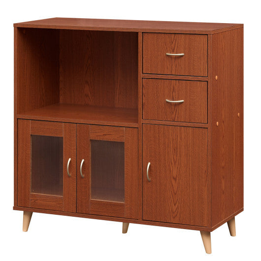 36 Inch Sideboard Buffet Cabinet with Open Compartment-Brown LuxuryLifeWay Online Store