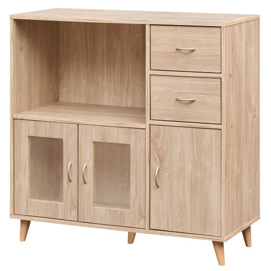 36 Inch Sideboard Buffet Cabinet with Open Compartment-Brown LuxuryLifeWay Online Store