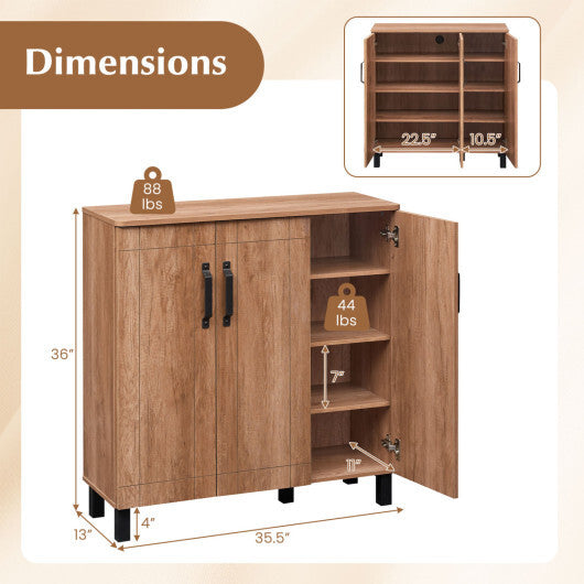 5-Tier Shoe Storage Cabinet Freestanding Shoe Rack Organizer-Oak LuxuryLifeWay Online Store