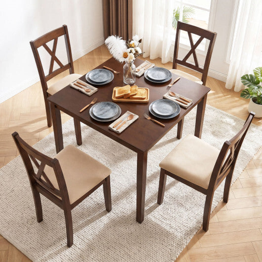 Farmhouse Dining Table for 4 People 35 Inches Square Kitchen Table-Walnut LuxuryLifeWay Online Store
