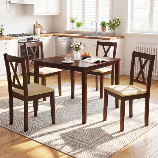 Farmhouse Dining Table for 4 People 35 Inches Square Kitchen Table-Walnut LuxuryLifeWay Online Store