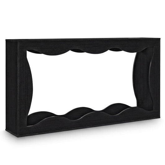 63 Inch Console Table 2-Tier Narrow Entryway Table with Wavy Edge Storage Shelf-Black LuxuryLifeWay Online Store