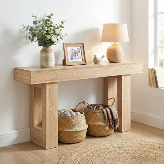 63 Inches Long Console Table Farmhouse Entryway Table with Storage-Natural LuxuryLifeWay Online Store