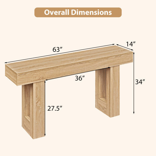 63 Inches Long Console Table Farmhouse Entryway Table with Storage-Natural LuxuryLifeWay Online Store