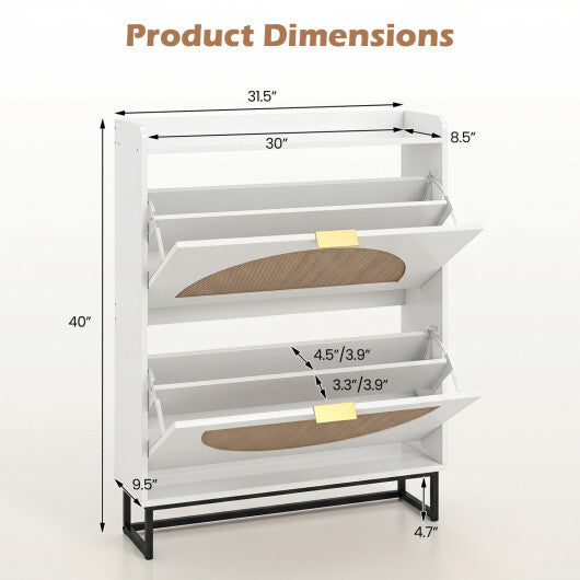 Narrow Shoe Storage Cabinet with 2 Flip Drawers and Adjustable Shelves-Natural LuxuryLifeWay Online Store